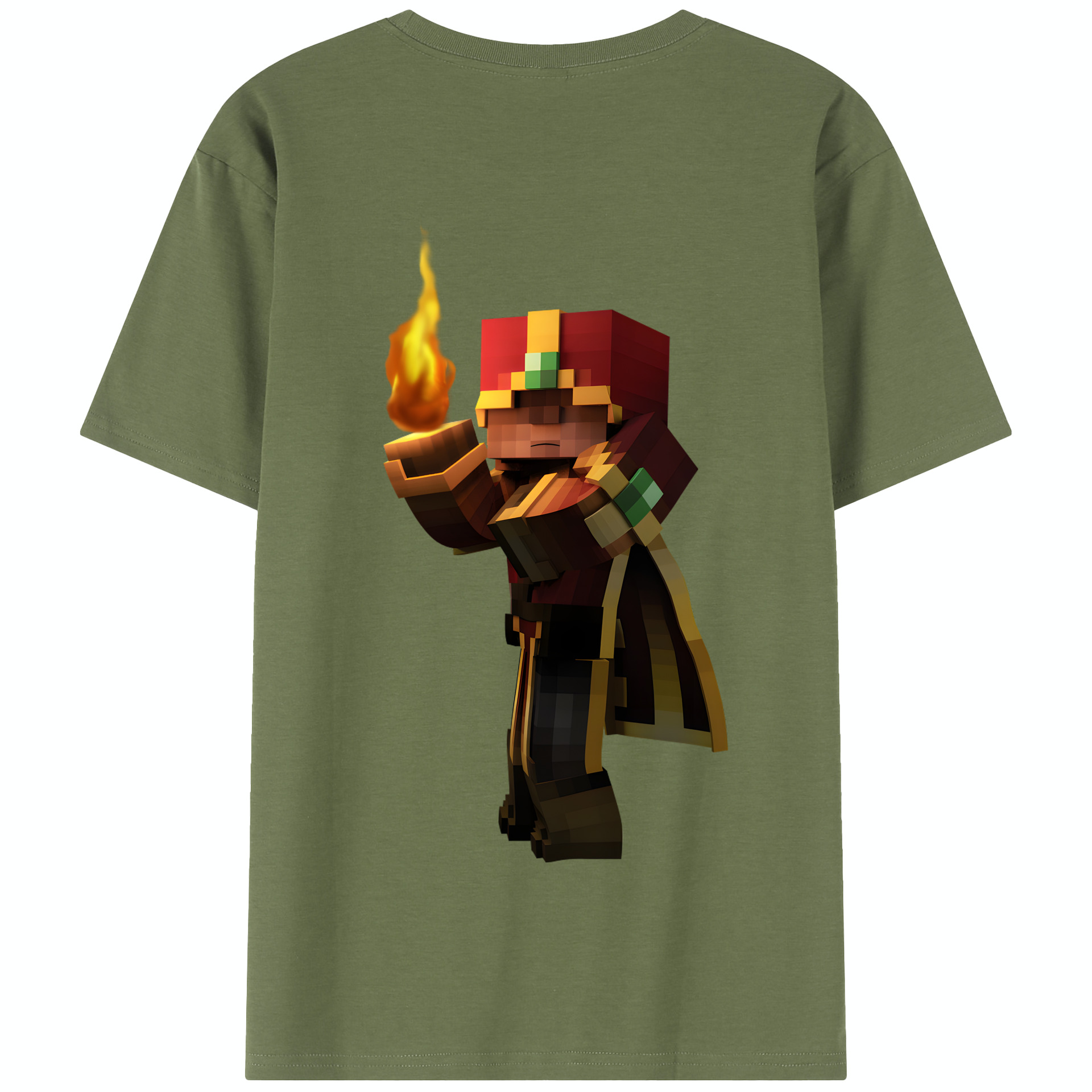 （画像用） マインクラフト ブロックの世界 Minecraft MC Block world 綿100％半袖Tシャツ（背面プリント）